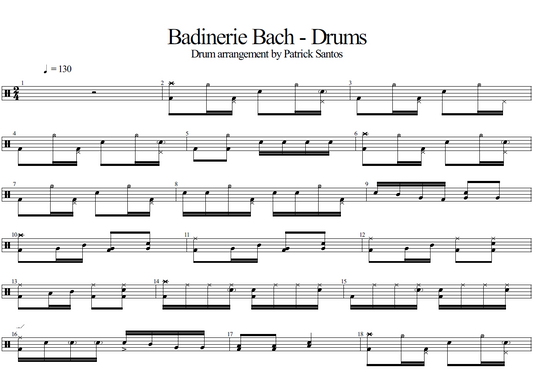 Badinerie (J.S. Bach) – Drum Transcription & Practice Pack